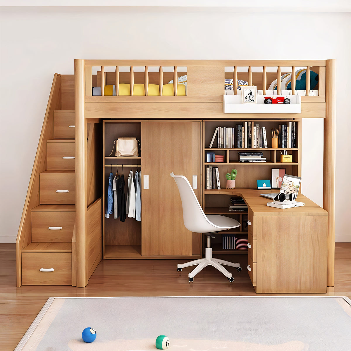 オシャレ モダン シック 二段ベッド ベッド パーム 木目調 大容量 分類収納 ブナ メラミン化粧板 無毒無臭 SCC-T011