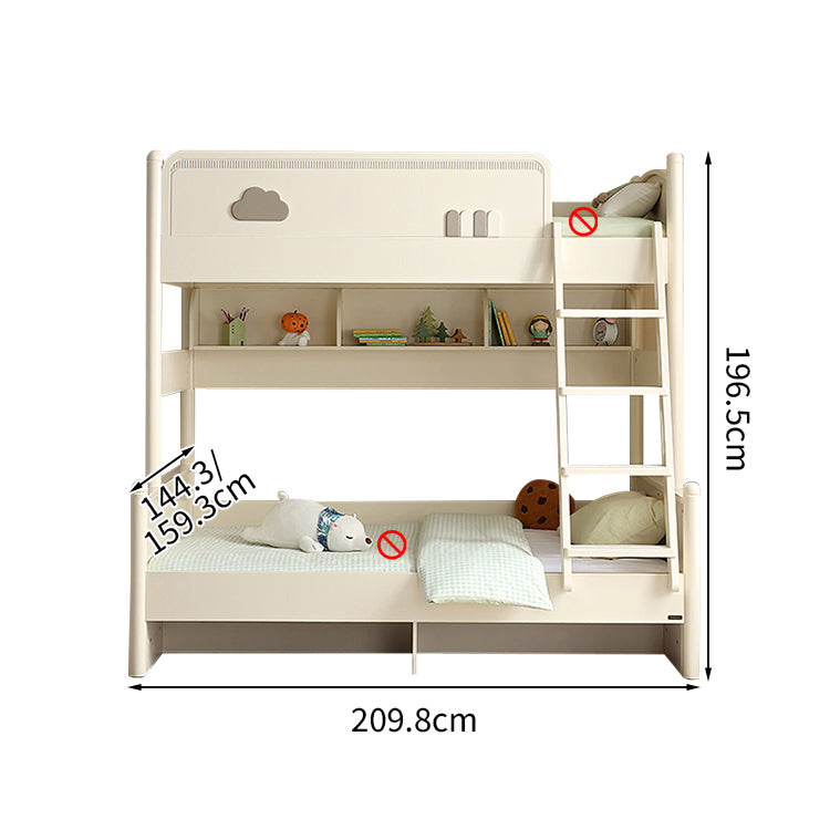 二段ベッド ベッドガード ハシゴ ホワイト R加工 安心感 おしゃれ 手すり付き 引き出し 大容量収納 SCC-T024