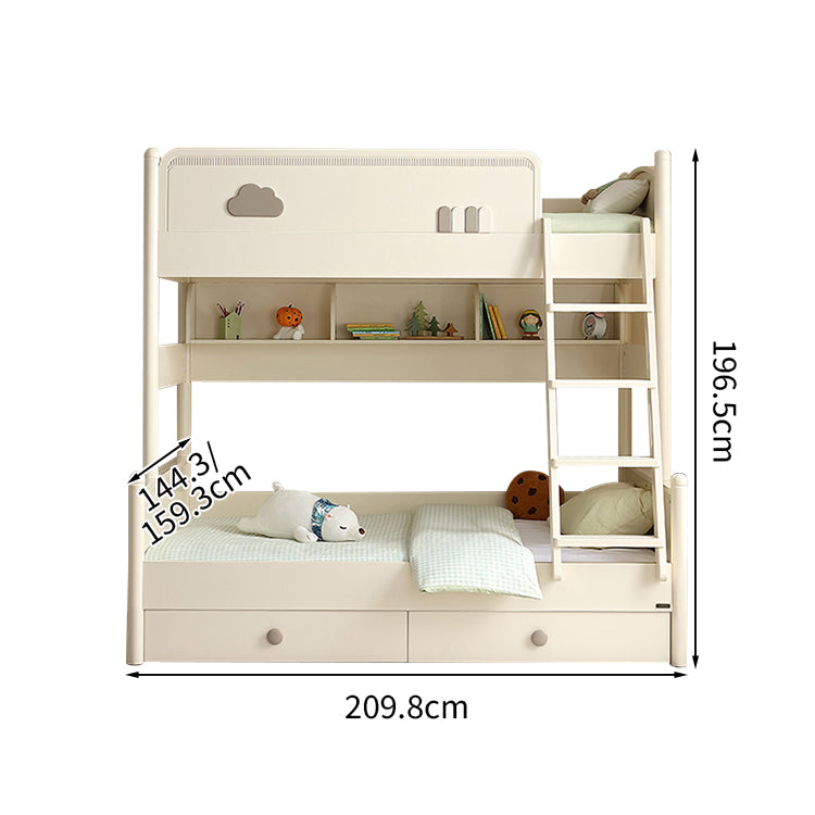 二段ベッド ベッドガード ハシゴ ホワイト R加工 安心感 おしゃれ 手すり付き 引き出し 大容量収納 SCC-T024