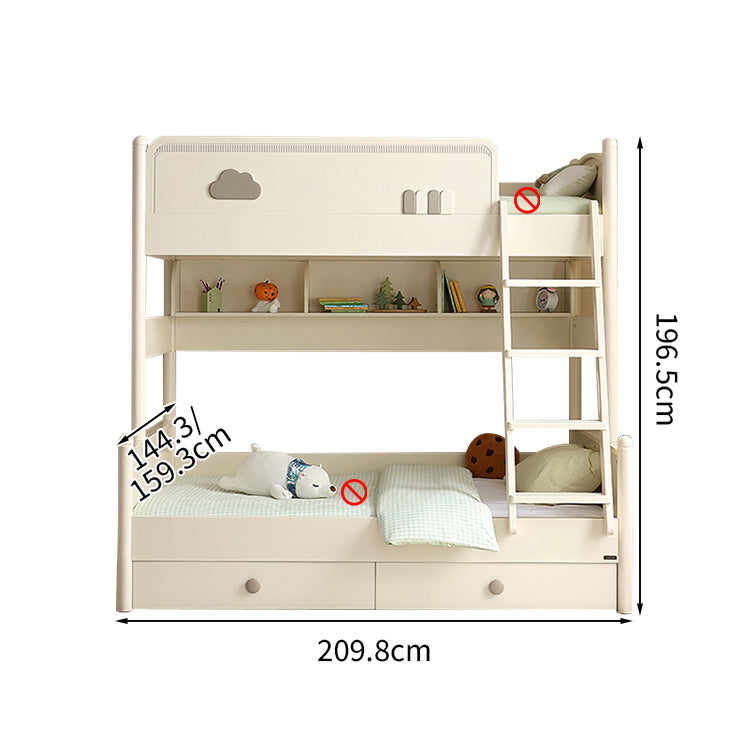 二段ベッド ベッドガード ハシゴ ホワイト R加工 安心感 おしゃれ 手すり付き 引き出し 大容量収納 SCC-T024
