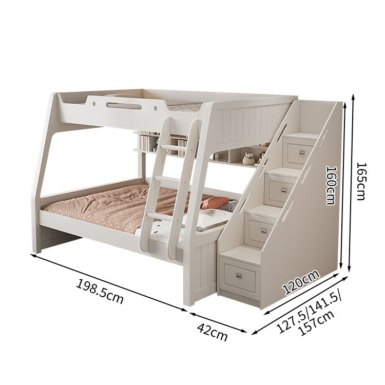 二段ベッド ラバーウッド 水性塗料 落下防止ガード スライドベッド付き 階段 はしご 引き出し SCC-T026