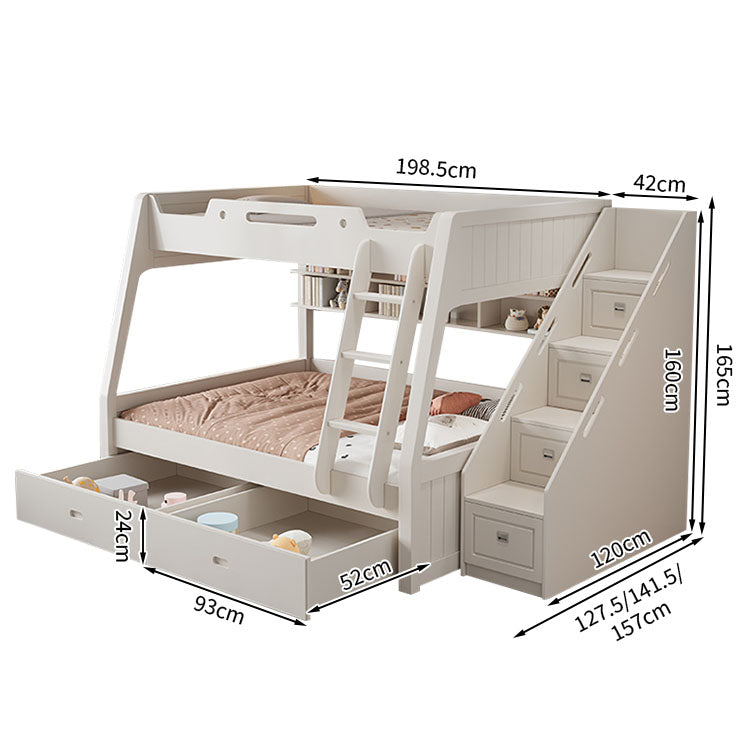 二段ベッド ラバーウッド 水性塗料 落下防止ガード スライドベッド付き 階段 はしご 引き出し SCC-T026
