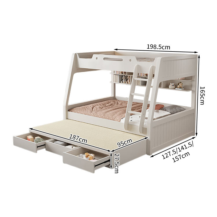 二段ベッド ラバーウッド 水性塗料 落下防止ガード スライドベッド付き 階段 はしご 引き出し SCC-T026