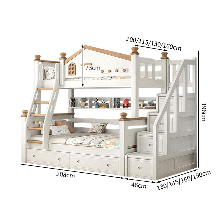 チェリー材 水性塗料 二段ベッド 分割可能デザイン ガード 引き出し はしご 階段 モダン SCC-T037