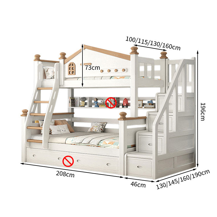 チェリー材 水性塗料 二段ベッド 分割可能デザイン ガード 引き出し はしご 階段 モダン SCC-T037