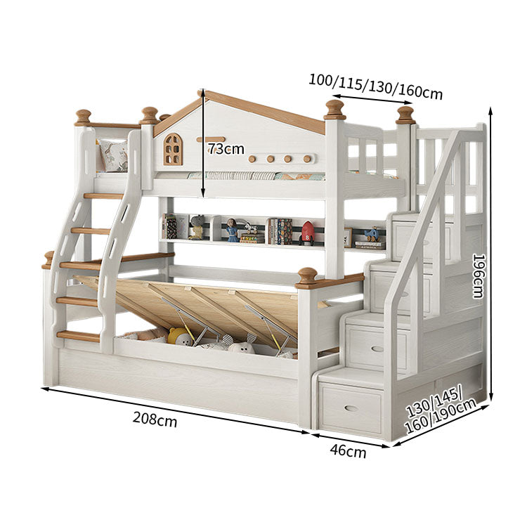 チェリー材 水性塗料 二段ベッド 分割可能デザイン ガード 引き出し はしご 階段 モダン SCC-T037