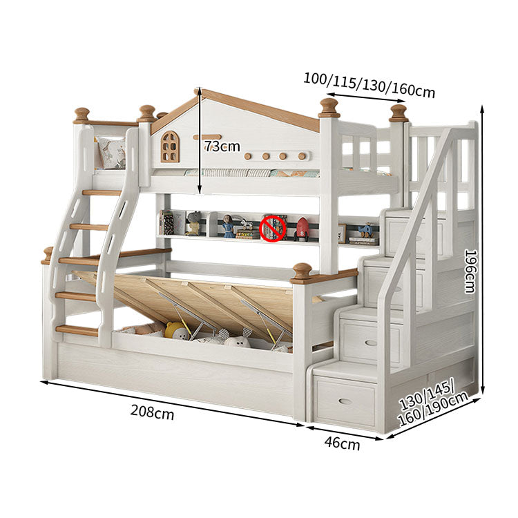 チェリー材 水性塗料 二段ベッド 分割可能デザイン ガード 引き出し はしご 階段 モダン SCC-T037