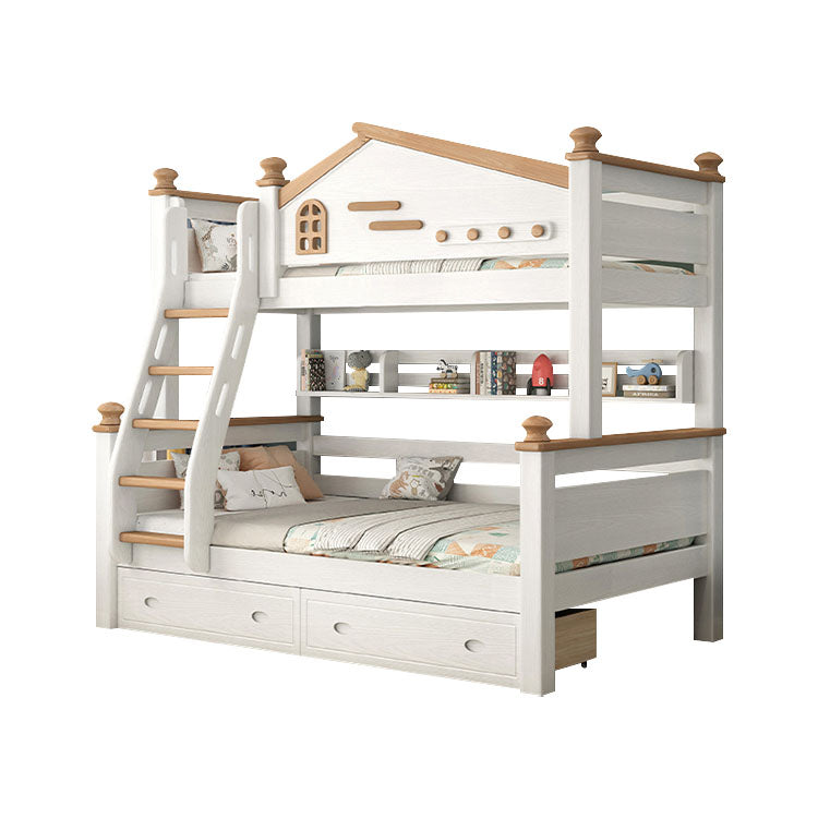 チェリー材 水性塗料 二段ベッド 分割可能デザイン ガード 引き出し はしご 階段 モダン SCC-T037