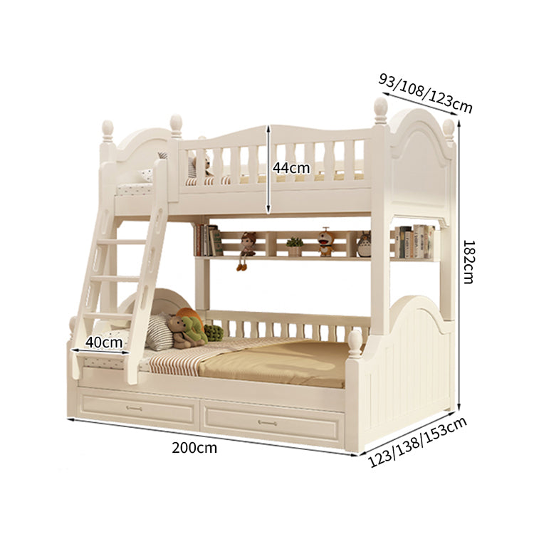 二段ベッド 二人用 天然木 階段 収納 すのこ R加工 おしゃれ ホワイト ハシゴ 手すり付き SCC-T050