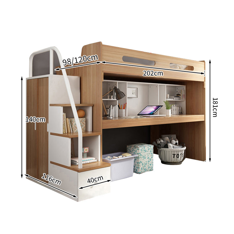 二段ベッド ベッドガード ワードローブ オープン収納 階段 ベット下収納 木目調 機能性 メラミン化粧板 エコ素材 SCC-T054