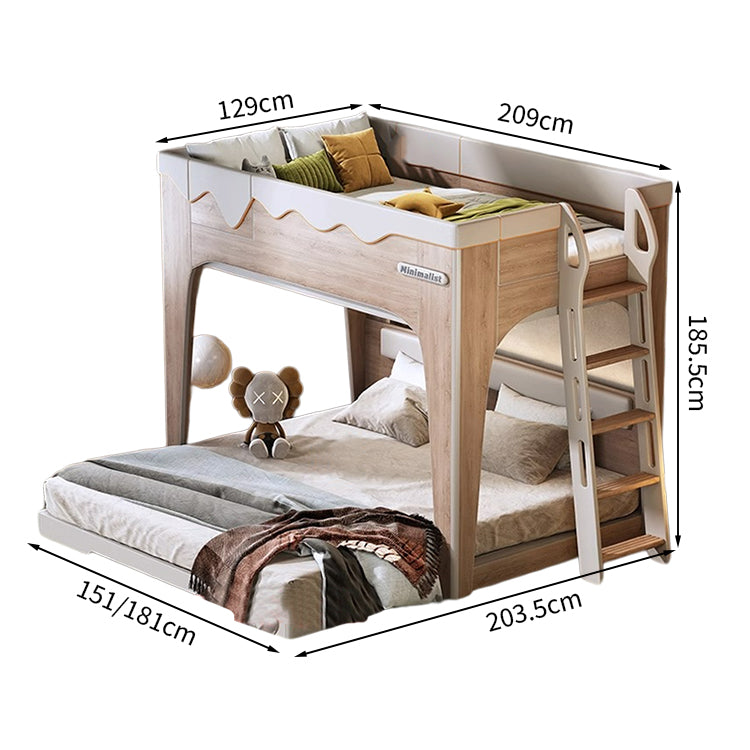 二段ベッド エコ素材 人工レザー ウレタンフォーム ベッドガード ハシゴ 引き出し 収納 木目調 ウレタンフォーム 手すり付き SCC-T056
