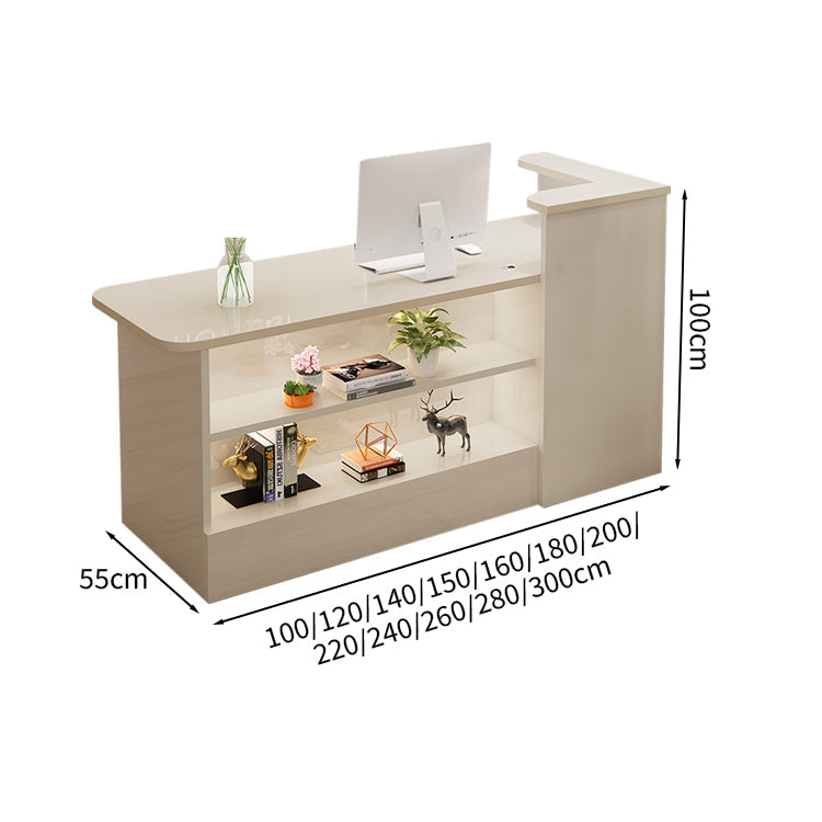 受付カウンター レジカウンター カウンター 受付台 高級感 ロック付き ストリップライト  木目調  KAGUSHOP