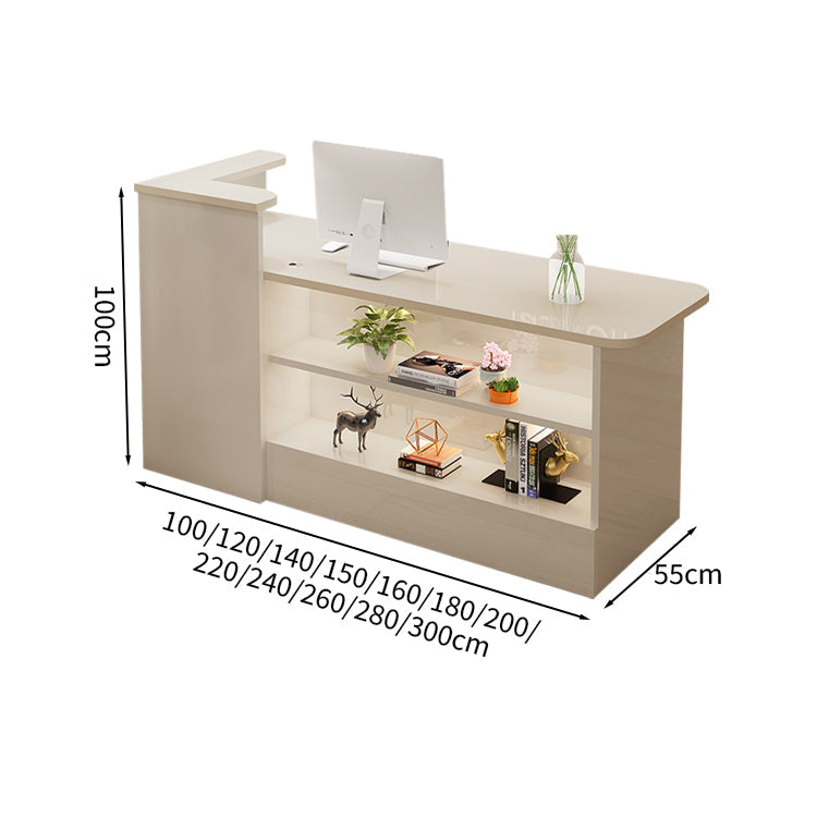 受付カウンター レジカウンター カウンター 受付台 高級感 ロック付き ストリップライト  木目調  KAGUSHOP