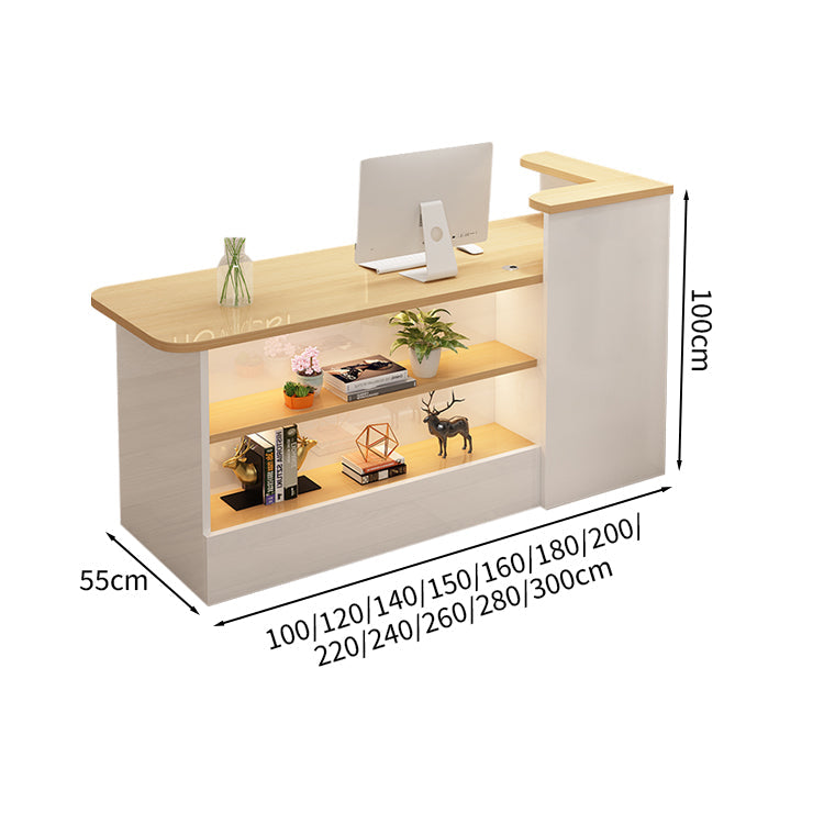 受付カウンター レジカウンター カウンター 受付台 高級感 ロック付き ストリップライト  木目調  KAGUSHOP