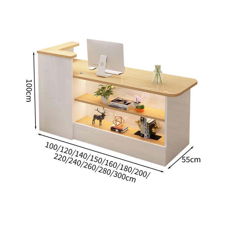 受付カウンター レジカウンター カウンター 受付台 高級感 ロック付き ストリップライト  木目調  KAGUSHOP