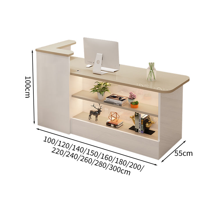 受付カウンター レジカウンター カウンター 受付台 高級感 ロック付き ストリップライト  木目調  KAGUSHOP