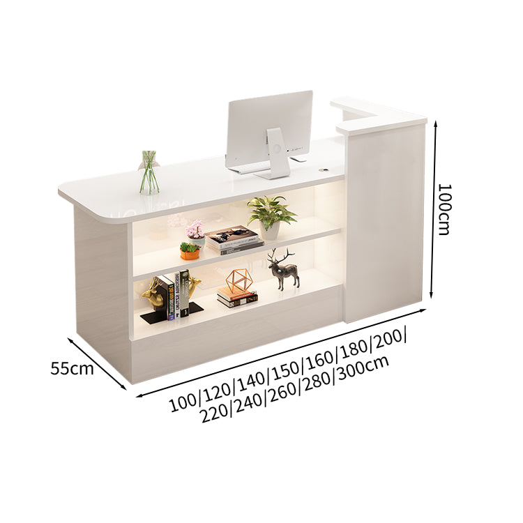 受付カウンター レジカウンター カウンター 受付台 高級感 ロック付き ストリップライト  木目調  KAGUSHOP