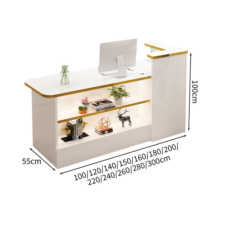 受付カウンター レジカウンター カウンター 受付台 高級感 ロック付き ストリップライト  木目調  KAGUSHOP