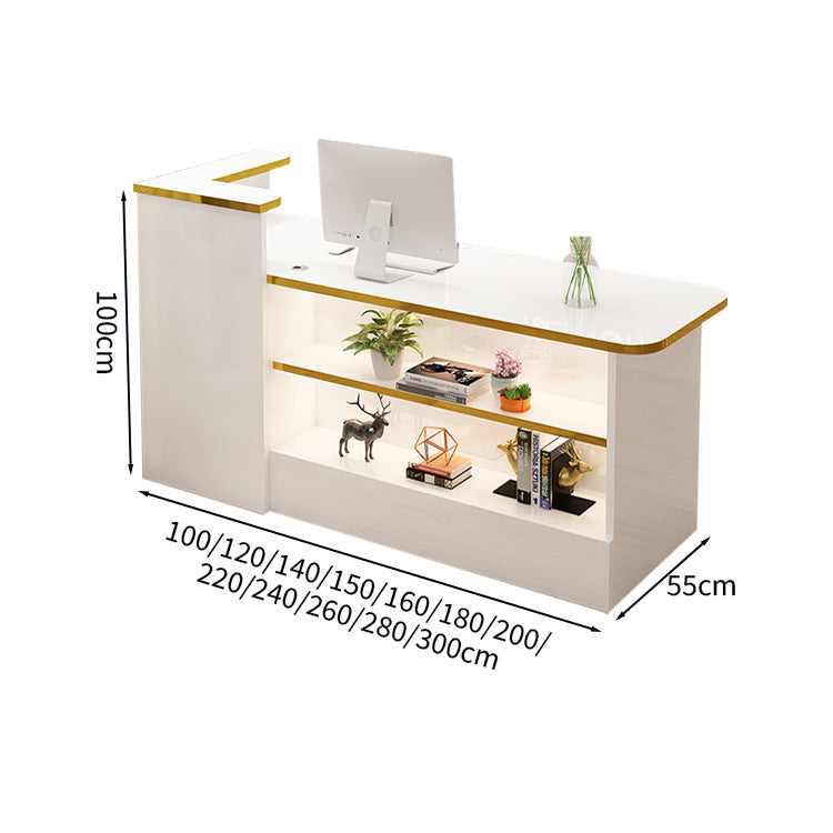 受付カウンター レジカウンター カウンター 受付台 高級感 ロック付き ストリップライト  木目調  KAGUSHOP