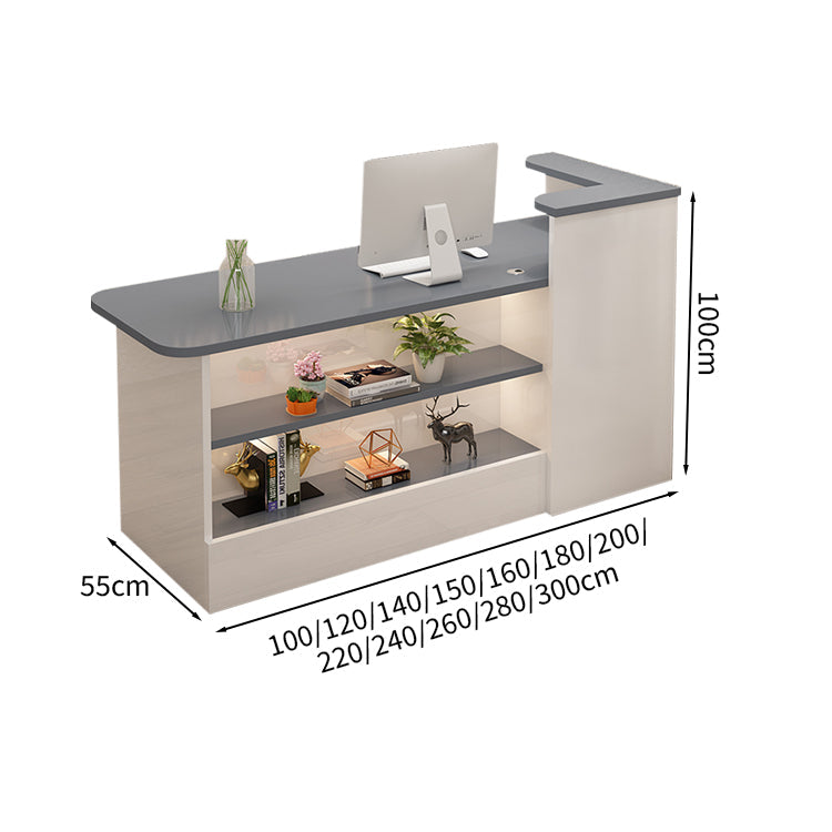 受付カウンター レジカウンター カウンター 受付台 高級感 ロック付き ストリップライト  木目調  KAGUSHOP