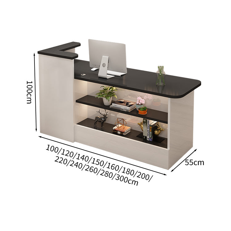 受付カウンター レジカウンター カウンター 受付台 高級感 ロック付き ストリップライト  木目調  KAGUSHOP