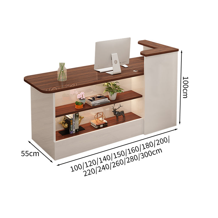 受付カウンター レジカウンター カウンター 受付台 高級感 ロック付き ストリップライト  木目調  KAGUSHOP
