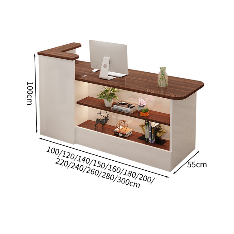 受付カウンター レジカウンター カウンター 受付台 高級感 ロック付き ストリップライト  木目調  KAGUSHOP