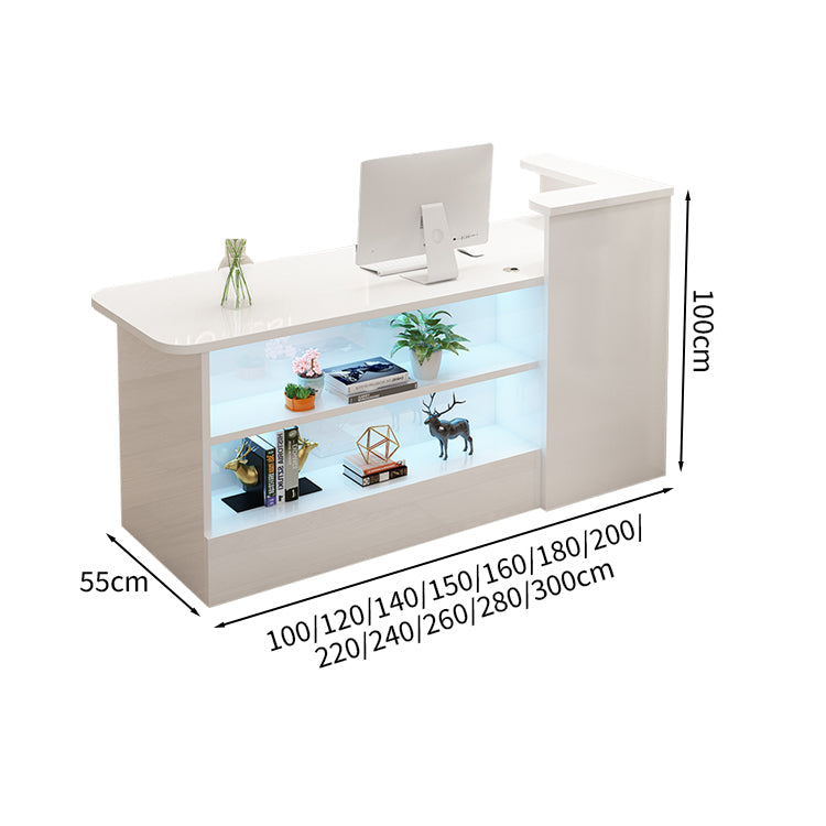 受付カウンター レジカウンター カウンター 受付台 高級感 ロック付き ストリップライト  木目調  KAGUSHOP