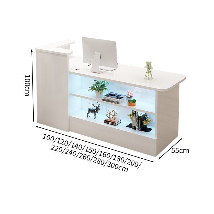 受付カウンター レジカウンター カウンター 受付台 高級感 ロック付き ストリップライト  木目調  KAGUSHOP