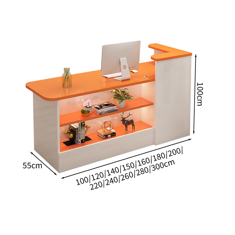 受付カウンター レジカウンター カウンター 受付台 高級感 ロック付き ストリップライト  木目調  KAGUSHOP