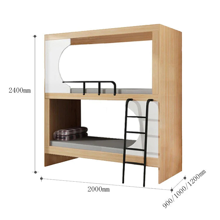 モダン オシャレ 二段ベッド ベニヤ合板 ベッド 大容量 収納棚 カーテン コットンリネン スチール カスタマイズ可能 SCC-T041