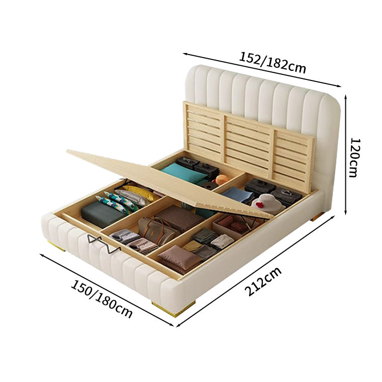 ガス圧シリンダー 大容量収納 天然木 背もたれ ベッド キングサイズ 二人用 天然木すのこ ヘッドボード 人間工学 収納付き