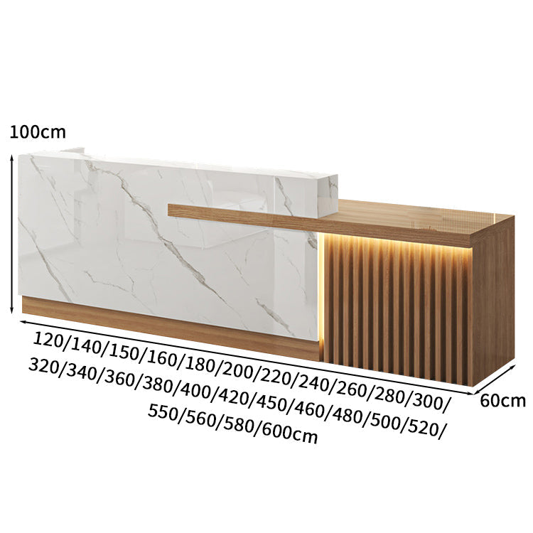 受付カウンター 受付台 オフィス受付 エントランス受付 作業台 L字型 機能性 LEDライト 収納 カスタマイズ可能 木目調 KAGUSHOP
