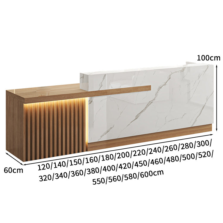 受付カウンター 受付台 オフィス受付 エントランス受付 作業台 L字型 機能性 LEDライト 収納 カスタマイズ可能 木目調 KAGUSHOP