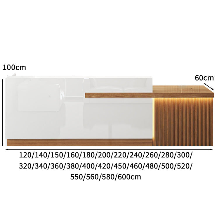 受付カウンター 受付台 オフィス受付 エントランス受付 作業台 L字型 機能性 LEDライト 収納 カスタマイズ可能 木目調 KAGUSHOP