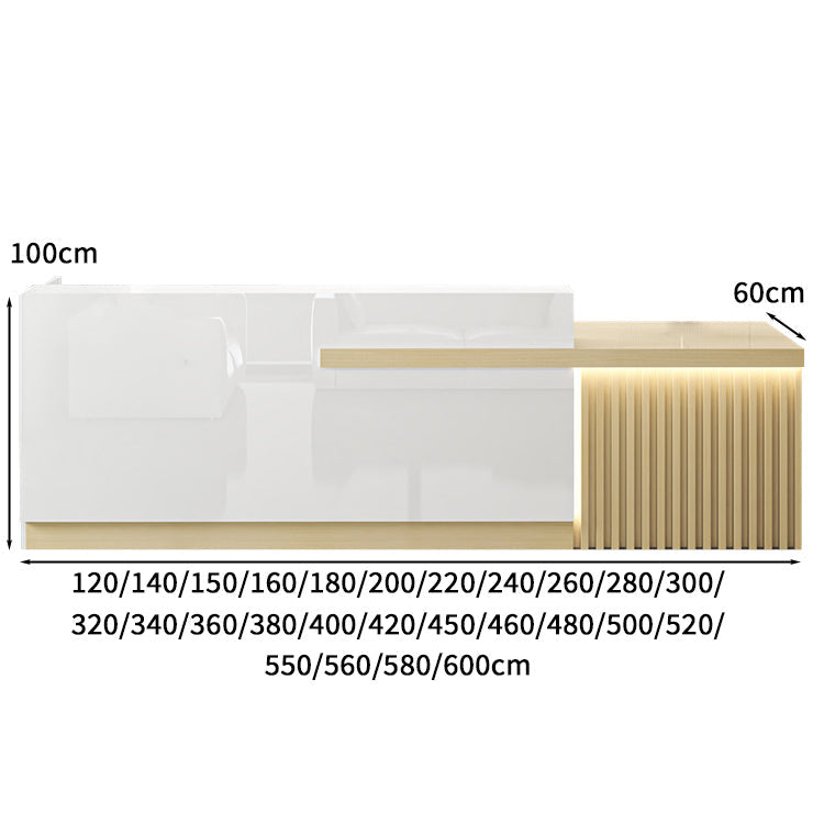 受付カウンター 受付台 オフィス受付 エントランス受付 作業台 L字型 機能性 LEDライト 収納 カスタマイズ可能 木目調 KAGUSHOP