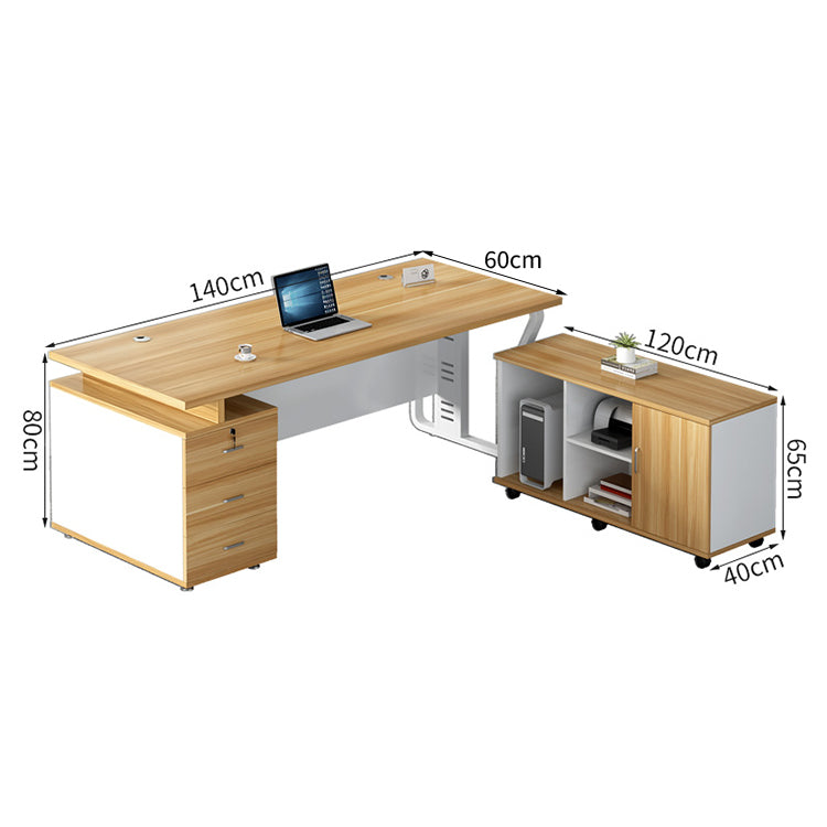 オフィスデスク 事務デスク ワークデスク 木目調 配線穴付き デスクワゴン パネル付き シンプル カスタマイズ可能 BGZ-T176