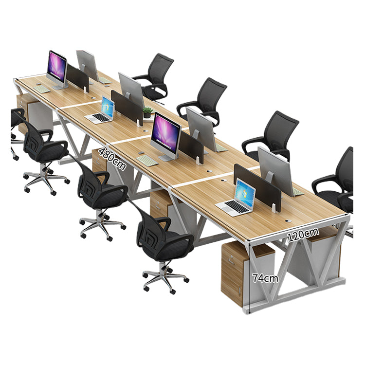 オフィスデスク ワークデスク パソコンデスク デスク 会社用 エコ素材 スチールフレーム パネル エッジ加工 配線孔 ナチュラル BGZ-S037