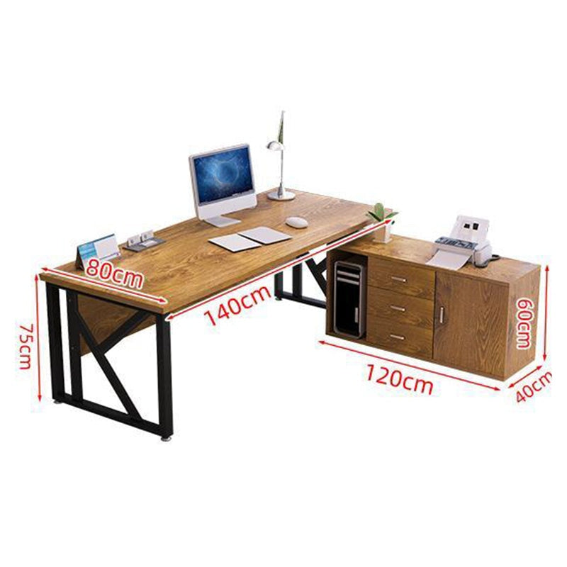 炭素鋼フレーム アジャスター付き エコ板材 サイドキャビネット付き 取っ手付き エグゼクティブデスク ライトウォールナット ダークウォールナット カスタマイズ可能 LBZ-T043 tomokagu