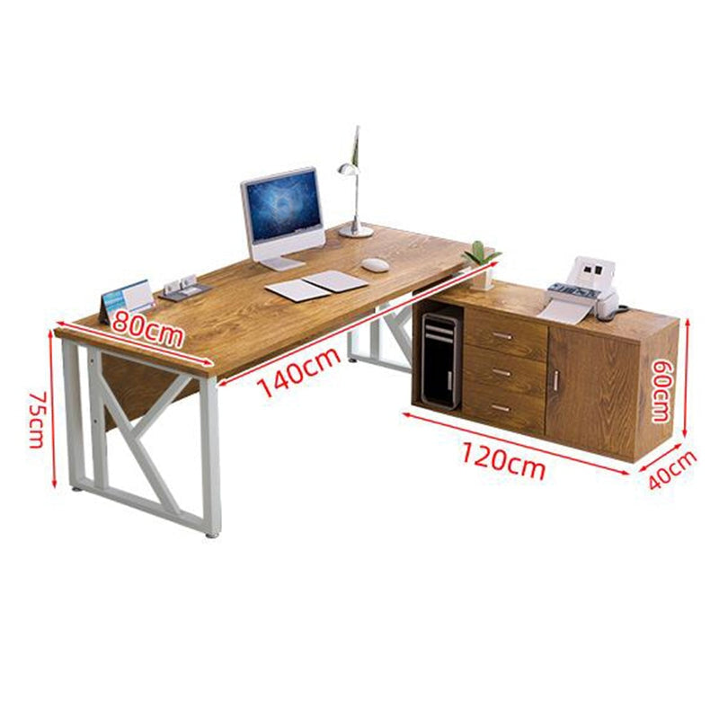 炭素鋼フレーム アジャスター付き エコ板材 サイドキャビネット付き 取っ手付き エグゼクティブデスク ライトウォールナット ダークウォールナット カスタマイズ可能 LBZ-T043 tomokagu