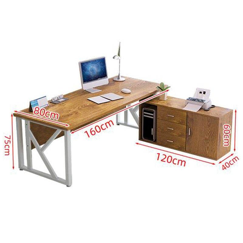 炭素鋼フレーム アジャスター付き エコ板材 サイドキャビネット付き 取っ手付き エグゼクティブデスク ライトウォールナット ダークウォールナット カスタマイズ可能 LBZ-T043 tomokagu