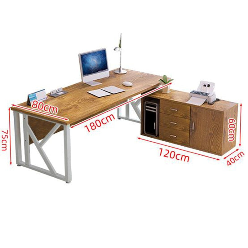 炭素鋼フレーム アジャスター付き エコ板材 サイドキャビネット付き 取っ手付き エグゼクティブデスク ライトウォールナット ダークウォールナット カスタマイズ可能 LBZ-T043 tomokagu
