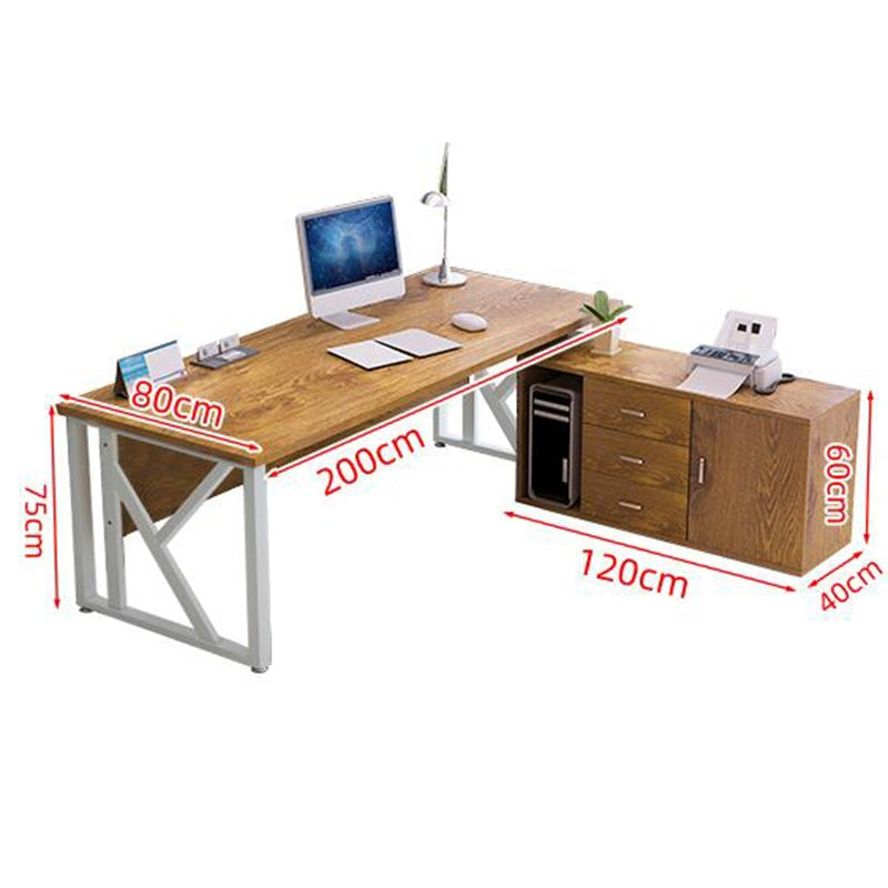 炭素鋼フレーム アジャスター付き エコ板材 サイドキャビネット付き 取っ手付き エグゼクティブデスク ライトウォールナット ダークウォールナット カスタマイズ可能 LBZ-T043 tomokagu