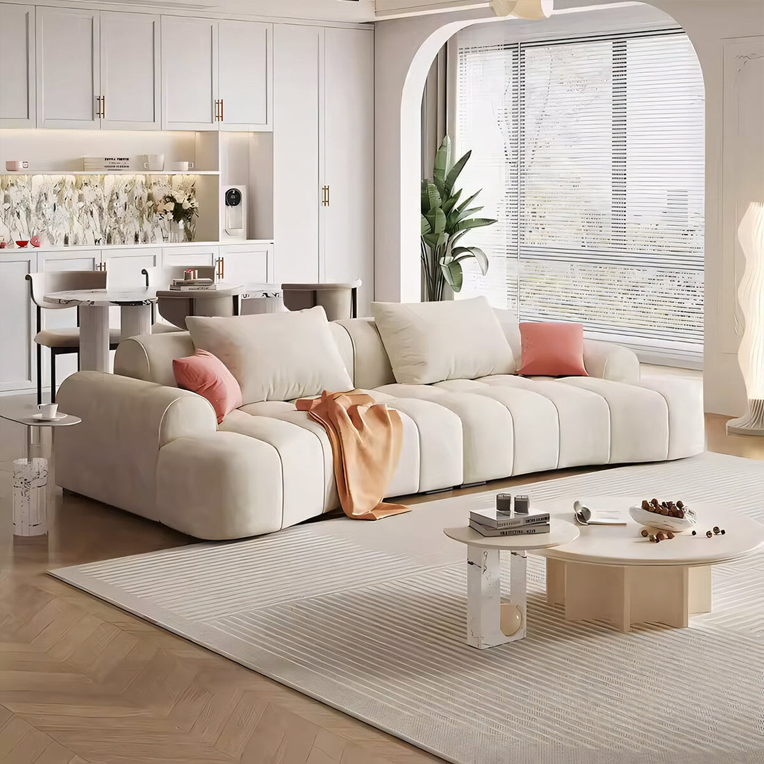 天然木 スエード調生地 ペット爪研ぎ ウレタンフォーム インドアソファ ソファ リビングソファ 二人掛け 三人掛け カジュアル アイボリー ホワイト SNSF-T027 tomokagu