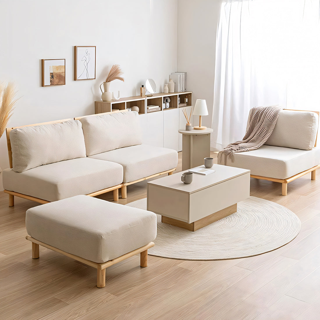 ソファ 広い座面 クッション 高反発ウレタンフォーム 天然木フレーム 無臭 安全 モダン シンプル カスタマイズ可能 SNSF-T124