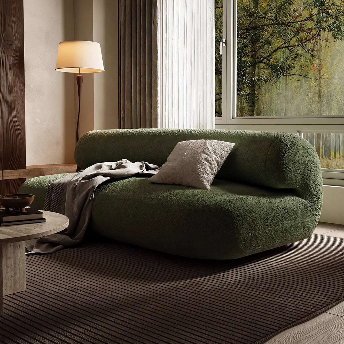 ソファー スタイリッシュ フリース生地 広い座面 クッション 高密度ウレタンフォーム 天然木フレーム SNSF-T128