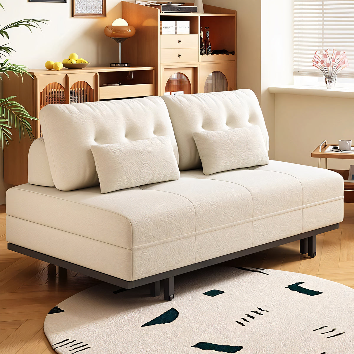 ソファー ソファベッド シンプル フランネル生地 クッション 高反発ウレタンフォーム スチールフレーム カーボンスチール SNSF-T129