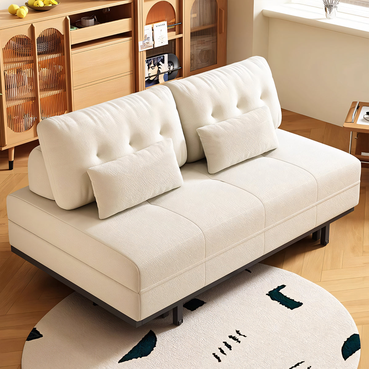 ソファー ソファベッド シンプル フランネル生地 クッション 高反発ウレタンフォーム スチールフレーム カーボンスチール SNSF-T129