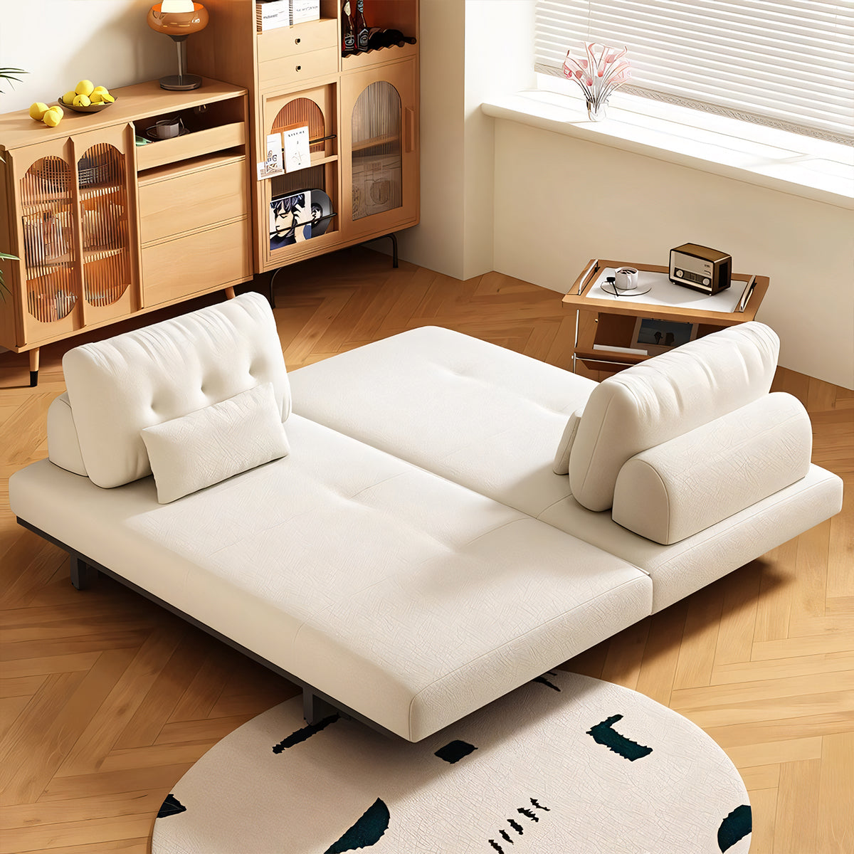 ソファー ソファベッド シンプル フランネル生地 クッション 高反発ウレタンフォーム スチールフレーム カーボンスチール SNSF-T129