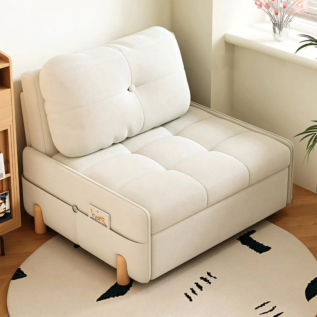 ソファベッド ソファー シンプル フランネル生地 クッション 高密度ウレタンフォーム ラテックス 収納スペース 大容量 天然木 オーク材 SNSF-T130
